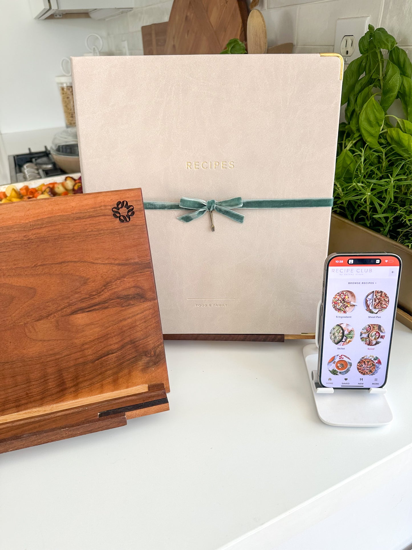 Physical Recipe Binder, wooden binder stand and digital Recipe Club membership