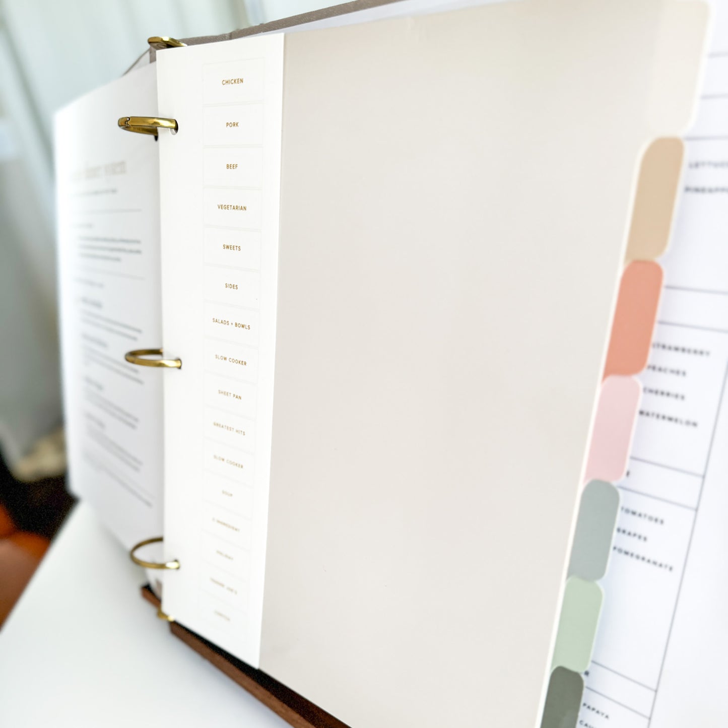 Three ring binder with multi-color divider tabs