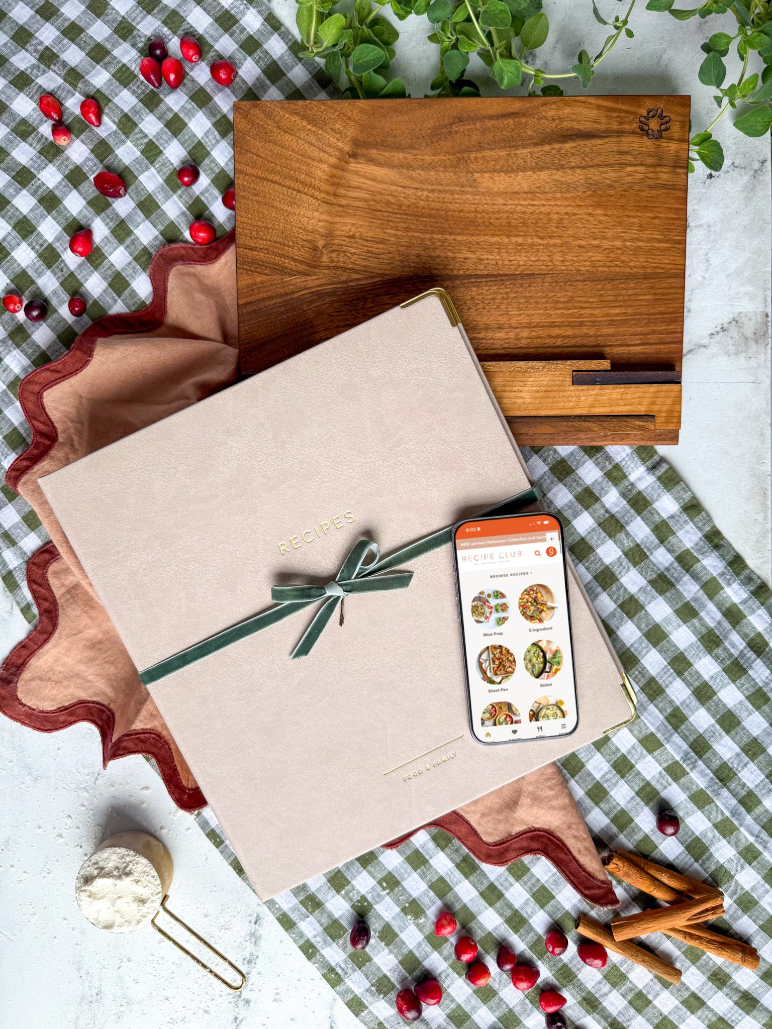 Everything bundle with physical Recipe Binder, wooden binder stand and digital Recipe Club membership