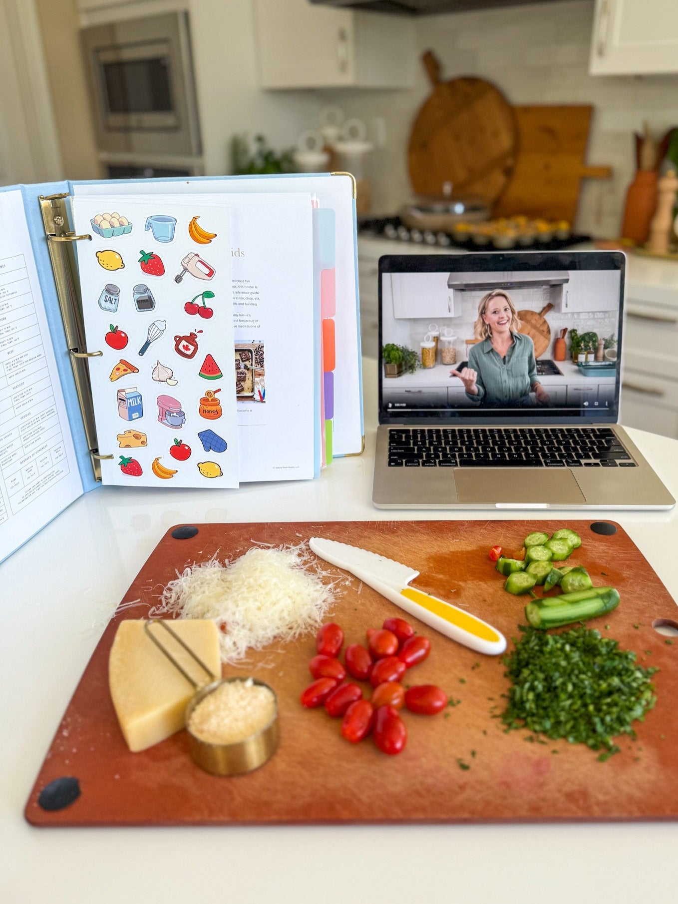 Kids Recipe Binder Stickers with cooking class with Kelsey Nixon access