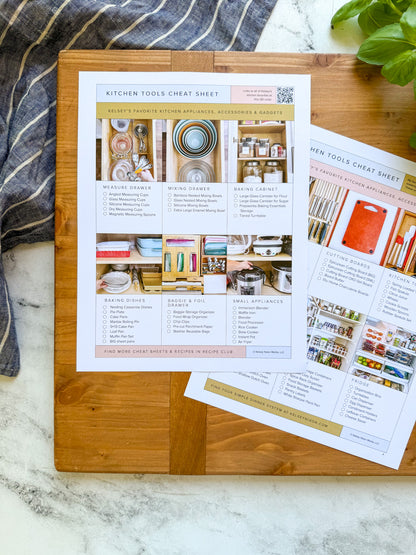 Kitchen Tools printed cheat sheet