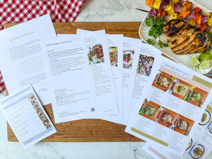 Set of 8 printed grilling recipes, cheat sheets, and more