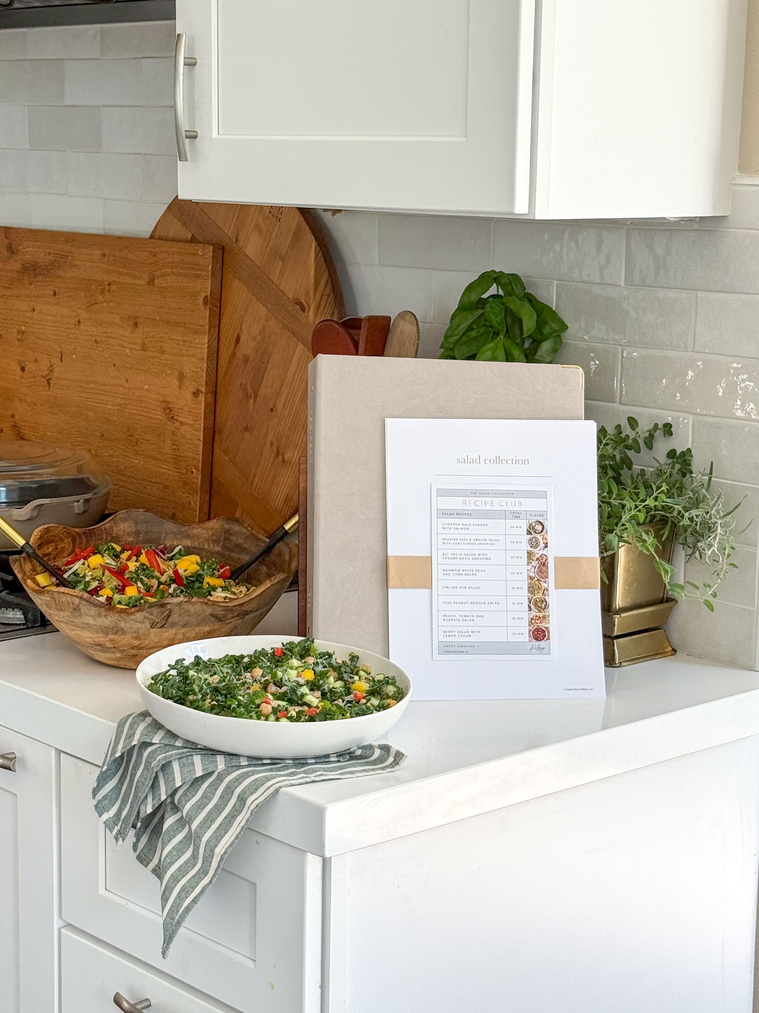 Printed salad collection recipes, Recipe Binder for in the Kitchen