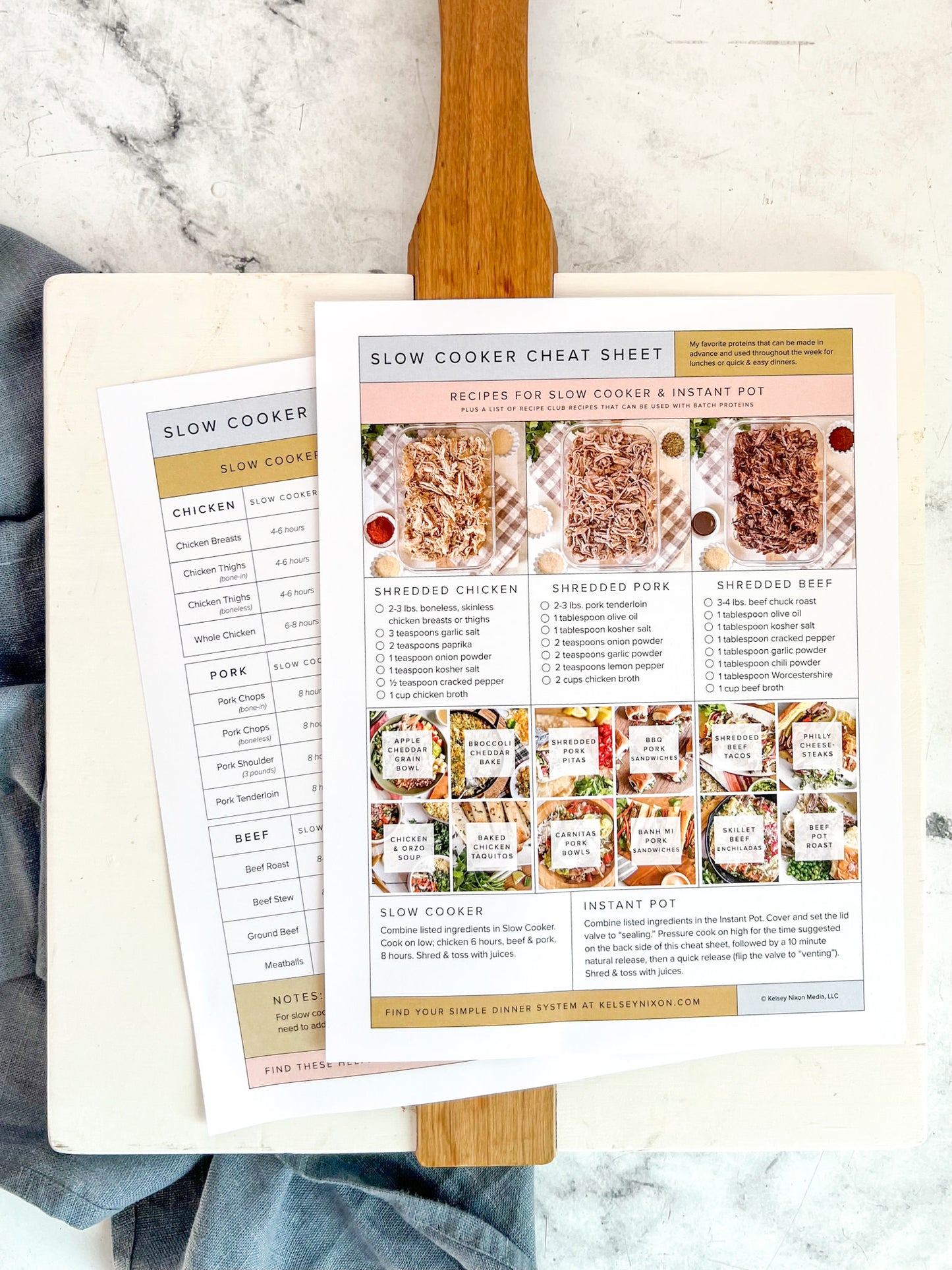 Printed slow cooker cheat sheets