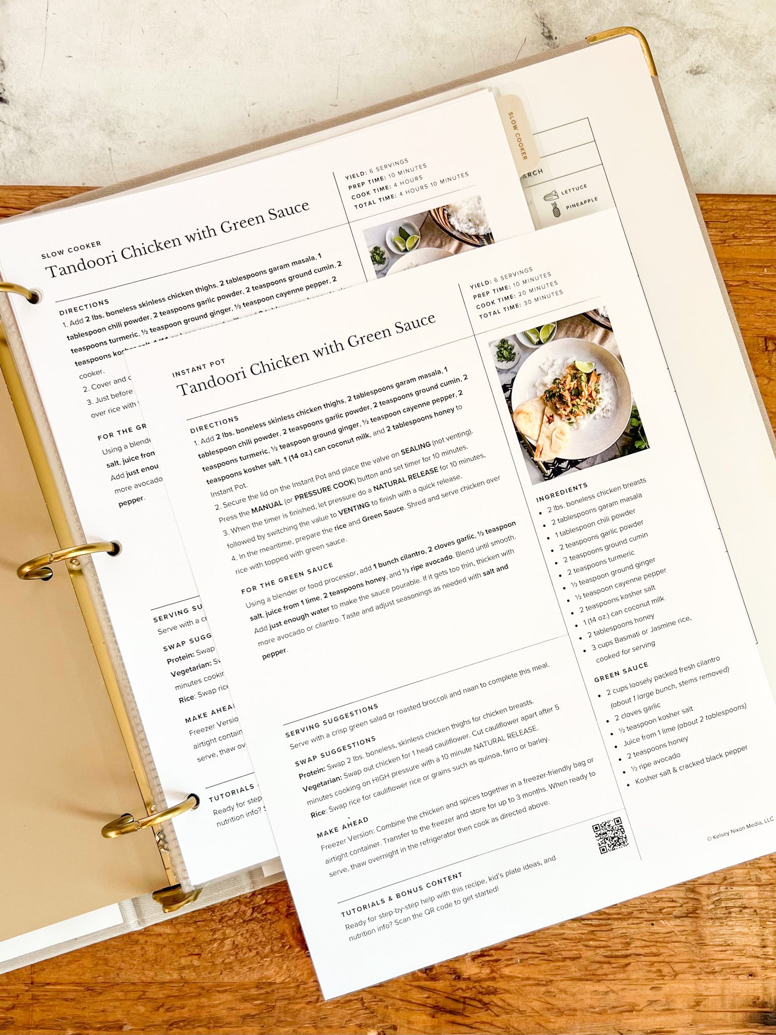 Tandoori chicken with green sauce printed slow cooker recipe