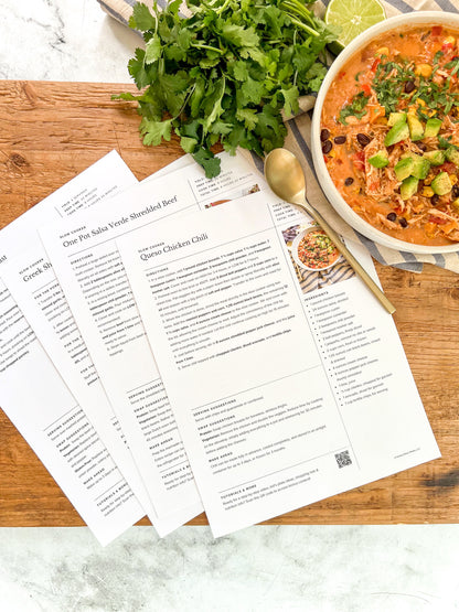 Slow cooker printed recipe collection set of 8 for Recipe Binder