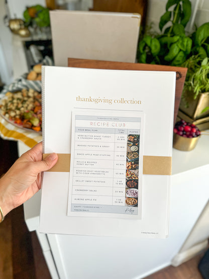 Set of 8 printed Thanksgiving recipes, cheat sheets, shopping list and more