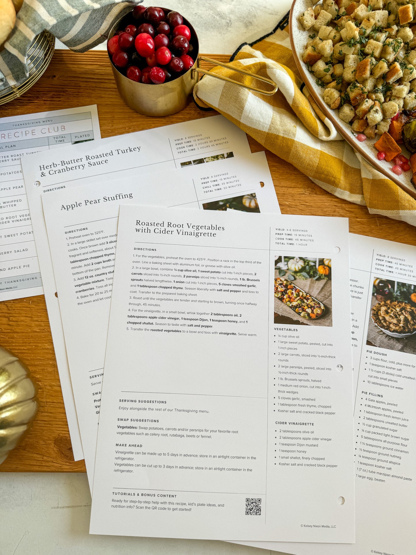 Roasted root vegetables with cider vinaigrette printed recipe sheet