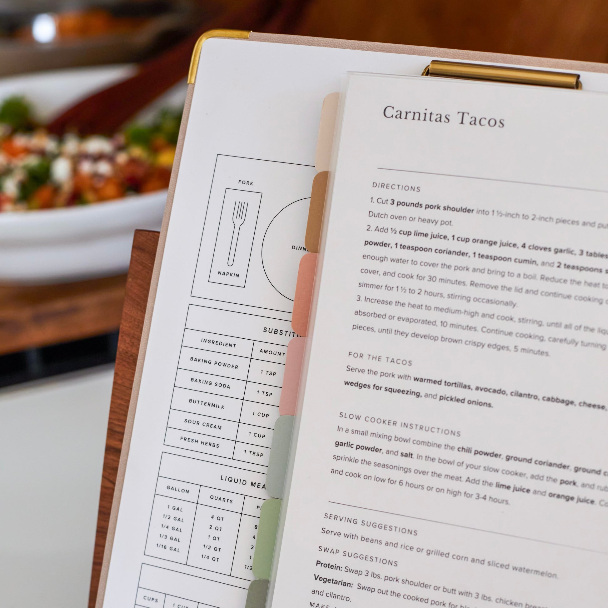 Close up of customizable recipe page