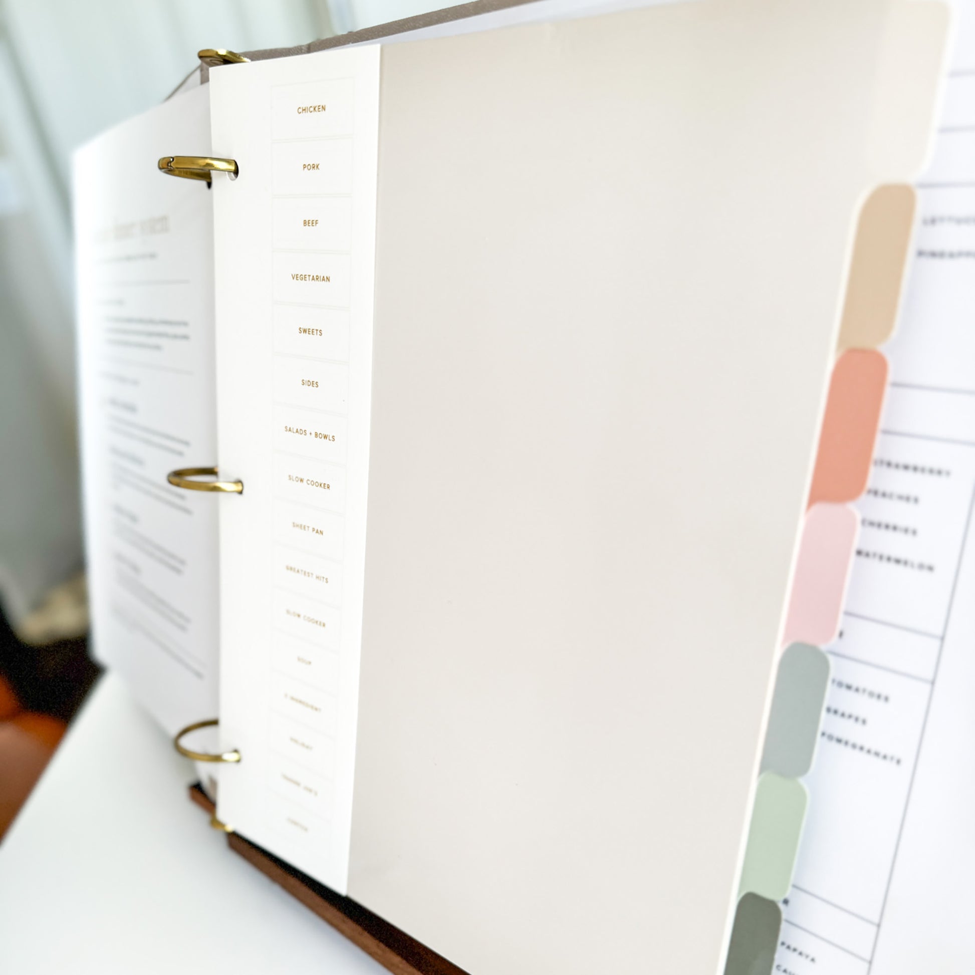 Three ring binder with multi-color divider tabs