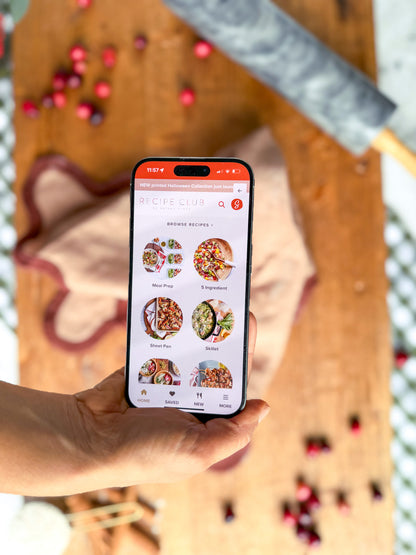 Recipe Club membership available in monthly or annual plans featuring mobile app
