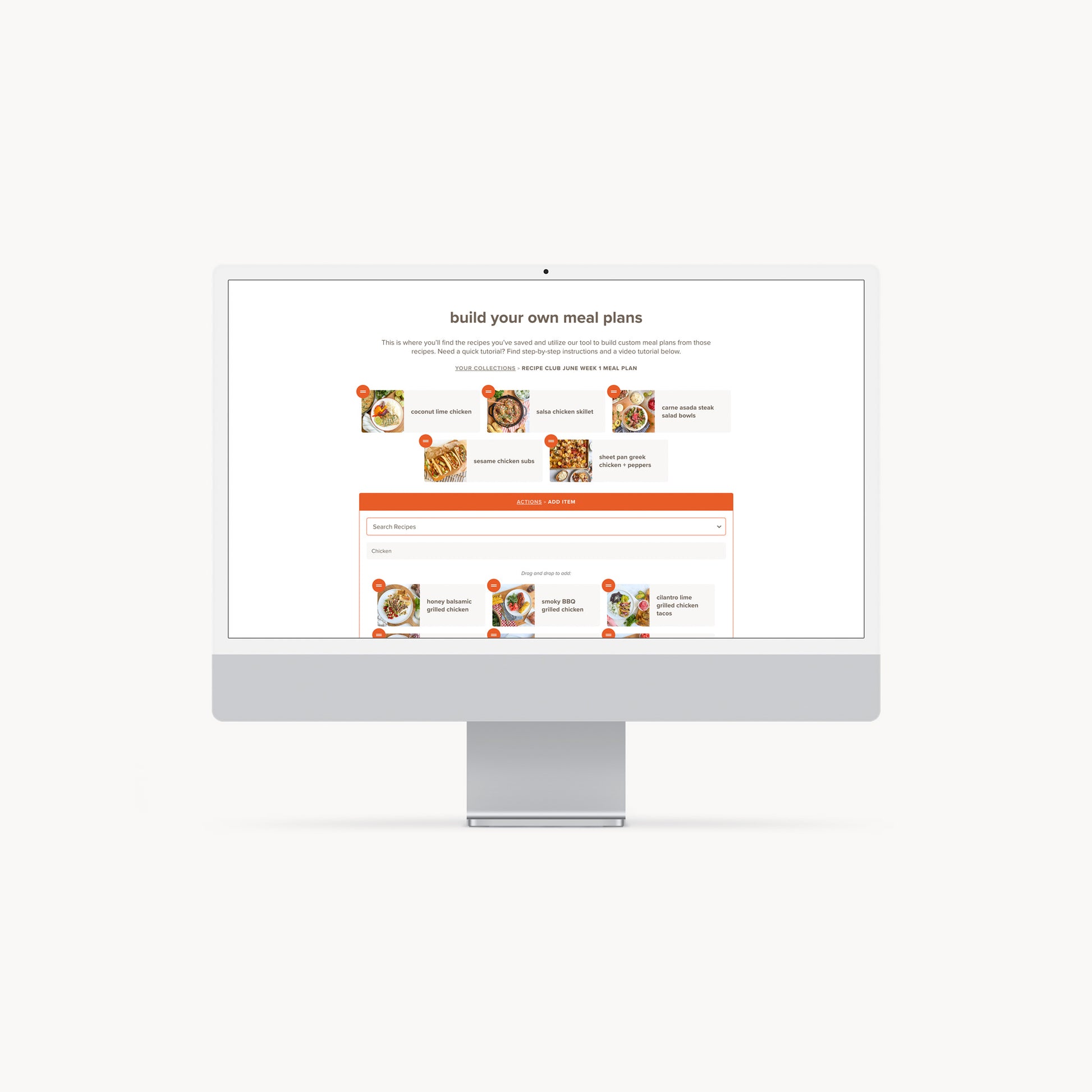 Build your own meal plans inside Recipe Club