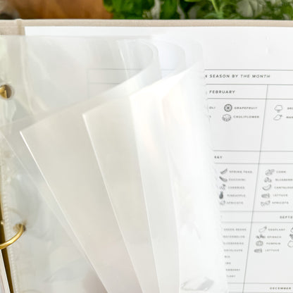 Close up of sheet protectors
